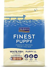 FISH4DOGS Granule malé pre šteniatka Finest biela ryba so zemiakmi 1,5kg, 2m+