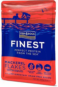 FISH4DOGS Kapsička pre psy Finest makrela s kalamárom 100g