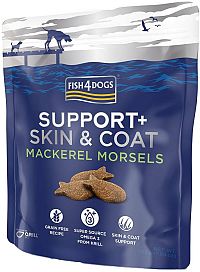 FISH4DOGS Pamlsky pre psy na podporu kože a srsti s kúskami makrely 225g