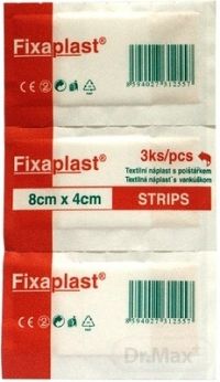 FIXAplast STRIPS náplasť 1×3 ks, textilná náplasť 8×4 cm