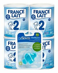 FRANCE LAIT 2 4X400G + DR.BROWNS HRYZ CUMLIK MODRY