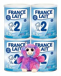 FRANCE LAIT 2 4X400G + PLYSOVE ZVIERATKO 4×400g dojčenská výživa + 1×1 ks plyšová hračka
