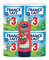 FRANCE LAIT 3 + BUBCHEN KIDS VESELA MALINA 4×400g dojčenská výživa + 1×1ks sprchovací gél