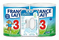 FRANCE LAIT 3 + DR.BROWS MASAZ. KEFKA 2×400g dojčenská výživa + 1×1ks masážna kefka