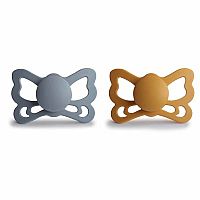 FRIGG Butterfly Anatomické silikónové cumlíky Great Gray/Honey Gold, +6m, dvojbalenie 1×2 ks, silikónový cumlík