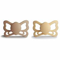 FRIGG Butterfly Anatomické silikónové cumlíky Pale Daffodil/Silky Satin, +6m, dvojbalenie 1×2 ks, silikónový cumlík