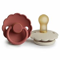 FRIGG Daisy kaučukové cumlíky Baked Clay / Cream 1×2 kusy, 0-6m, dvojbalenie