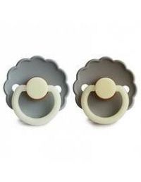 FRIGG Daisy kaučukové cumlíky French Gray Night / Portobello Night 1×2 kusy, +6m, dvojbalenie