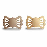 FRIGG Lucky Symetrické cumlíky Pale Daffodil/Silky Satin, +6m, dvojbalenie 1×2 ks, silikónový cumlík