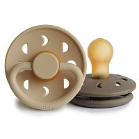 FRIGG Moon Phase silikónové cumlíky Croissant / Portobello, 0-6m, dvojbalenie 1×2 ks, Silikónové cumlíky, 2 ks, 0-6m