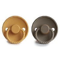 FRIGG Rope kaučukové cumlíky Honey Gold /Portobello 1×2 ks, 0-6m, dvojbalenie