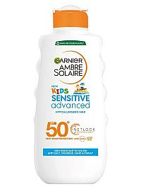 Garnier Ambre Solaire Sensitive Advanced Kids opaľovacie mlieko, veľmi vysoká ochrana na citlivú detskú pokožku, SPF 50+, 175 ml