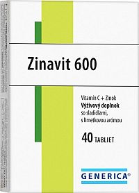 GENERICA Zinavit 600 s limetkovou arómou tbl (vitamín C + Zinok) 1x40 ks