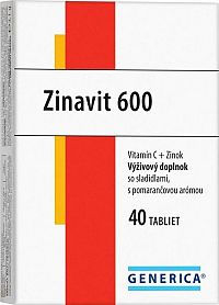 GENERICA Zinavit 600 s pomarančovou arómou tbl (vitamín C + Zinok) 1x40 ks