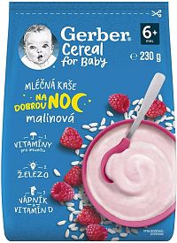 Gerber Cereal Mliečna KAŠA Dobrú noc Malinová; (od ukonč. 6. mesiaca)