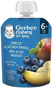 Gerber Natural Kapsička Jablko, čučoriedka a banán; ovocná desiata (od ukonč. 6. mesiaca)