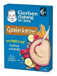 Gerber Natural Mliečna KAŠA Pšenično-ovsená 1×220 g, malina a banán (od ukonč. 6. mesiaca)