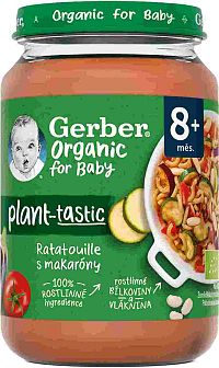 Gerber Organic 100 % rastlinný príkrm ratatouille s makarónmi 190 g