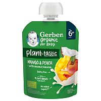 Gerber Organic ovocná kapsička mango a broskev s kokosovým mlékem 16 x 80 g