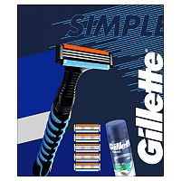Gillette Blue3 Holiaci Strojček + 5 Holiacich Hlavíc + Series Mini Gél, Darčeková Súprava 1×1 ks, pánska sada na holenie