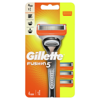 Gillette Fusion strojček + 4 hlavice 1×1 ks, holiaci strojček + náhradné hlavice