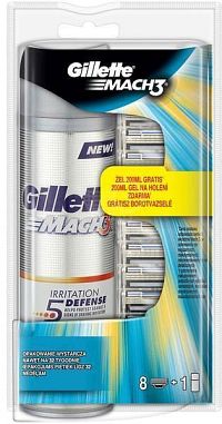 GILLETTE MACH3 8NH + GEL NA HOLENIE 1×1 set, 8 náhradných hlavíc + gél 200 ml