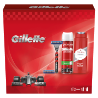 Gillette Vianočné balenie M3 Turbo 1×1 set, strojček na holenie + 2 hlavice + gél na holenie + sprchový gél Old Spice