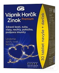 GS Vápnik, Horčík, Zinok PREMIUM darček 2022 1×130 tbl, na podporu imunity, zdravých kosti a nechtov