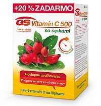 GS Vitamín C 500 so šípkami tbl 100+20 (20 % ) (120 ks)
