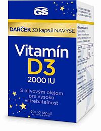 GS Vitamin D3 2000 IU. 90+30 darček