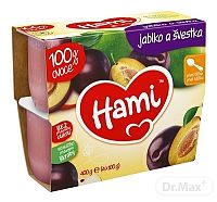 Hami ovocný príkrm 100% ovocie Jablko a slivka 4×100 g, prvá lyžička, od ukončeného 4. mesiaca