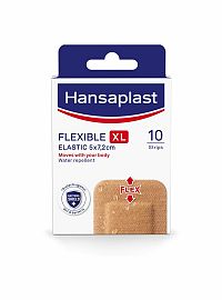Hansaplast Flexible XL Elastická Náplasť 1×10 ks, vodu odpudzujúce náplasti na prekrytie a ochranu stredných až väčších rán