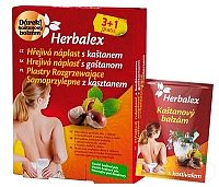 Herbalex Hrejivá náplasť s gaštanom 3+1 grátis (4 ks) + (bedrový pás+ gaštanový gél), 1x1 set