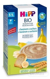 HiPP BIO Mliečna KAŠA Dobrú noc s banánom a suchármi 1×250 g, mliečna kaša