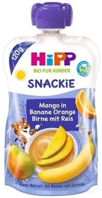 Hipp BIO Sport hruška pomaranč mango banán ryža 120g