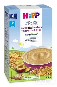 HiPP Mliečna KAŠA PRAEBIOTIK viaczrnná so slivkami 1×250 g, mliečna kaša