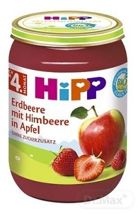 HiPP Príkrm BIO Jablka s jahodami, malinami ovocný (od ukonč. 4. mesiaca) 1x190 g
