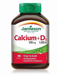 JAMIESON VÁPNIK S VITAMÍNOM D3 tbl (500 MG/1000 IU) 1x90 ks