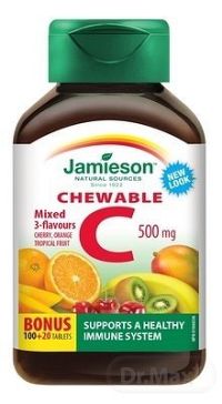 JAMIESON VITAMÍN C 500 mg mix tbl na cmúľanie, 100+20 (120 ks)