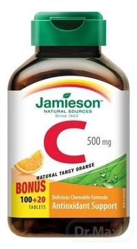 JAMIESON VITAMÍN C 500 mg pomaranč tbl na cmúľanie, 100+20 (120 ks)