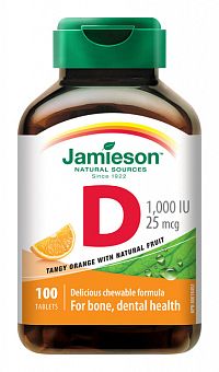 JAMIESON VITAMÍN D 1000 IU POMARANČ tbl na cmúľanie 1x100 ks