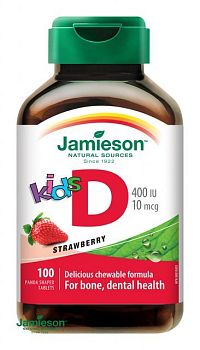 JAMIESON VITAMÍN D KIDS 400 IU jahoda tbl na cmúľanie 1x100 ks