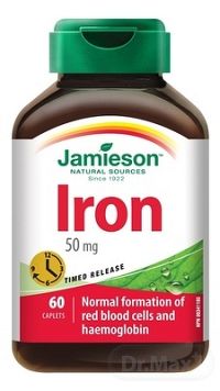 JAMIESON ŽELEZO 50 mg S POSTUPNÝM UVOĽŇOVANÍM tbl 1x60 ks