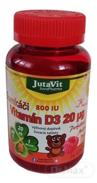JutaVit Gumkáči Vitamín D3 20 µg Kids 1×60 tbl, doplnok výživy