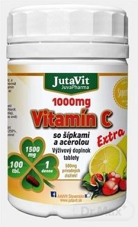 JutaVit Vitamín C 1000 mg so šípkami a acerolou 1×100 tbl, doplnok výživy