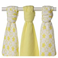 Kikko Bambusové pleny 70 x 70 Little Stars Lemon MIX 3 ks