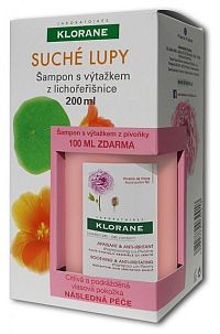 KLORANE SHAMPOOING À L'EXTRAIT DE CAPUCINE šampón s výťažkom z kapucínky na suché lupiny 200 ml +SHAMPOOING À LA PIVOINE 100 ml , 1x1 set