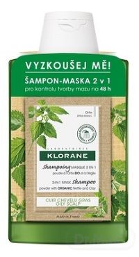 KLORANE SHAMPOOING à l'Ortie BIO Akcia šampón s bio žihľavou, mastné vlasy 200 ml + šampón-maska 2v1 3g, 1x1 set