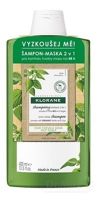KLORANE SHAMPOOING à l'Ortie BIO Akcia šampón s bio žihľavou, mastné vlasy 400 ml + šampón-maska 2v1 3g, 1x1 set