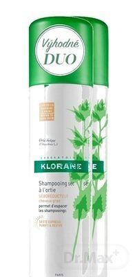 KLORANE SHAMPOOING SEC À L'ORTIE (DUO) (inovácia 2018) suchý šampón s výťažkom zo žihľavy pre hnedé vlasy 2x150 ml, 1x1 set